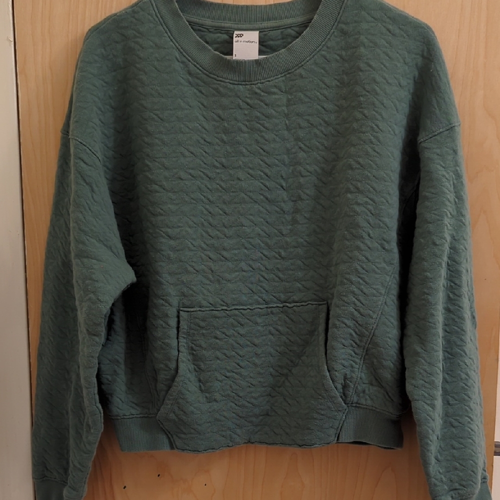 All in Motion Textured Green Crew Neck Sweater